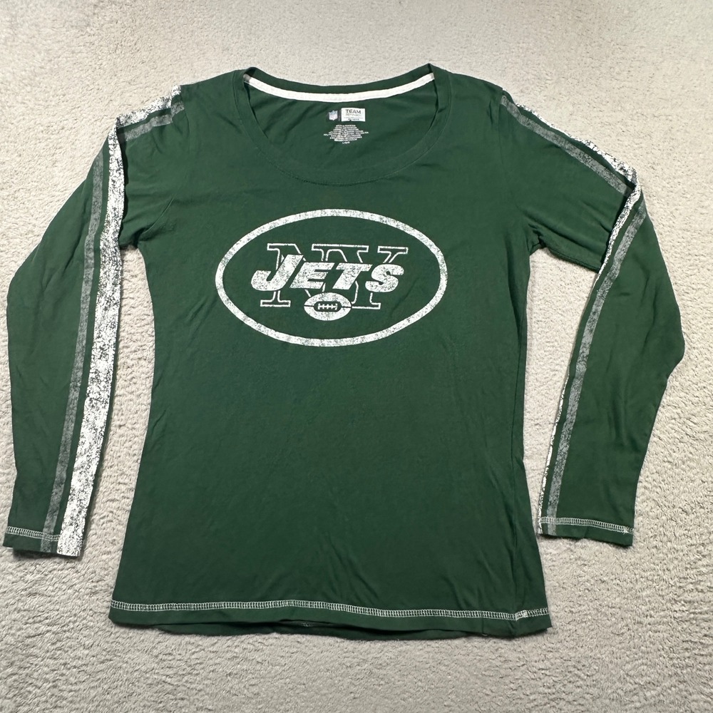 Y2K NFL Team Apparel New York Jets Shirt Womens L Green Long Sleeve Graphic Tee